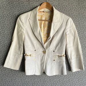 Bebe Cream Blazer with Gold Accents